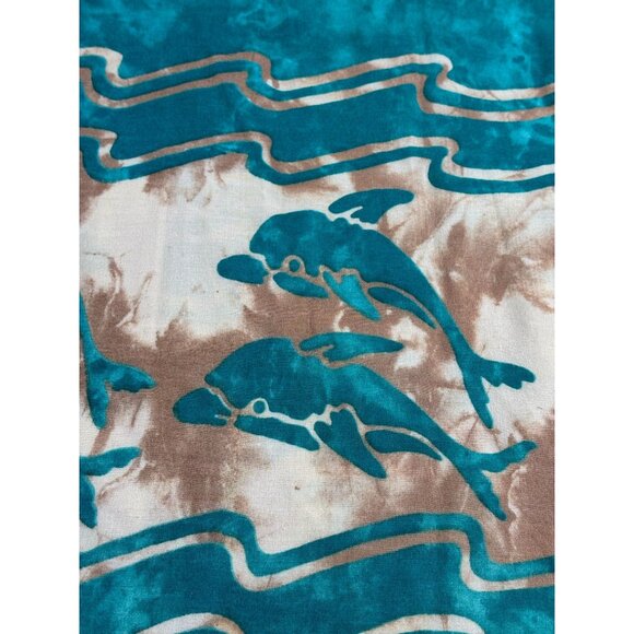 Vintage Hawaiian Dolphin Shirt Green & Beige Mens M Camp Resort - Picture 4 of 9